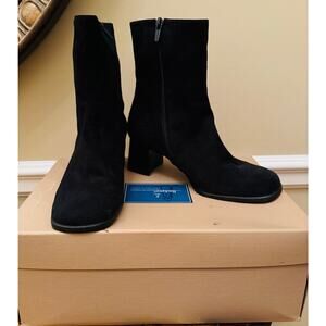 Rockport Womens Renoir Black Suede Leather Spain Block Heel Ankle Boots Sz 6.5 W